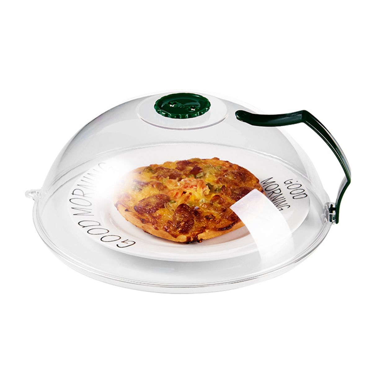 Microwave Splatter Cover With Handle Steam Vents-Green
