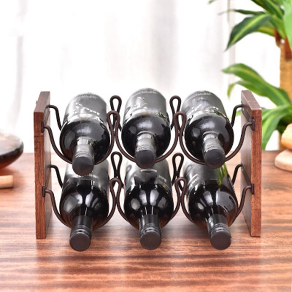 Double Layer Red Wine Rack Wrought Iron Restaurant Decoration Wine Frame Stacking Wine Bar Bottle Storage Rack Bronze