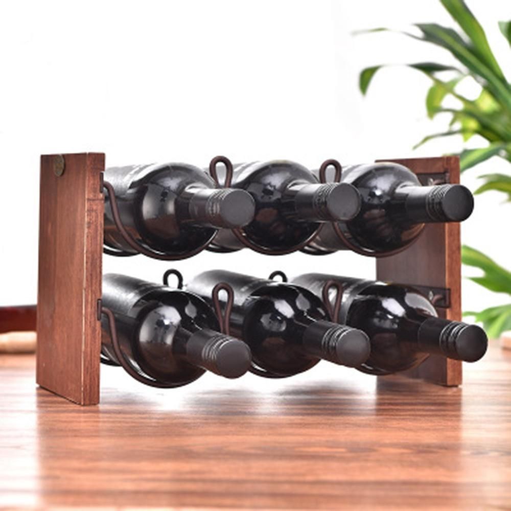 Double Layer Red Wine Rack Wrought Iron Restaurant Decoration Wine Frame Stacking Wine Bar Bottle Storage Rack Bronze