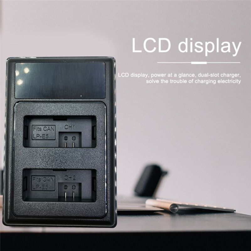 LP-E5 Battery Charger USB Dual Charger for Canon EOS T1I XS XSi EOS 450D 500D 1000D Digital Camera Replacement Charger
