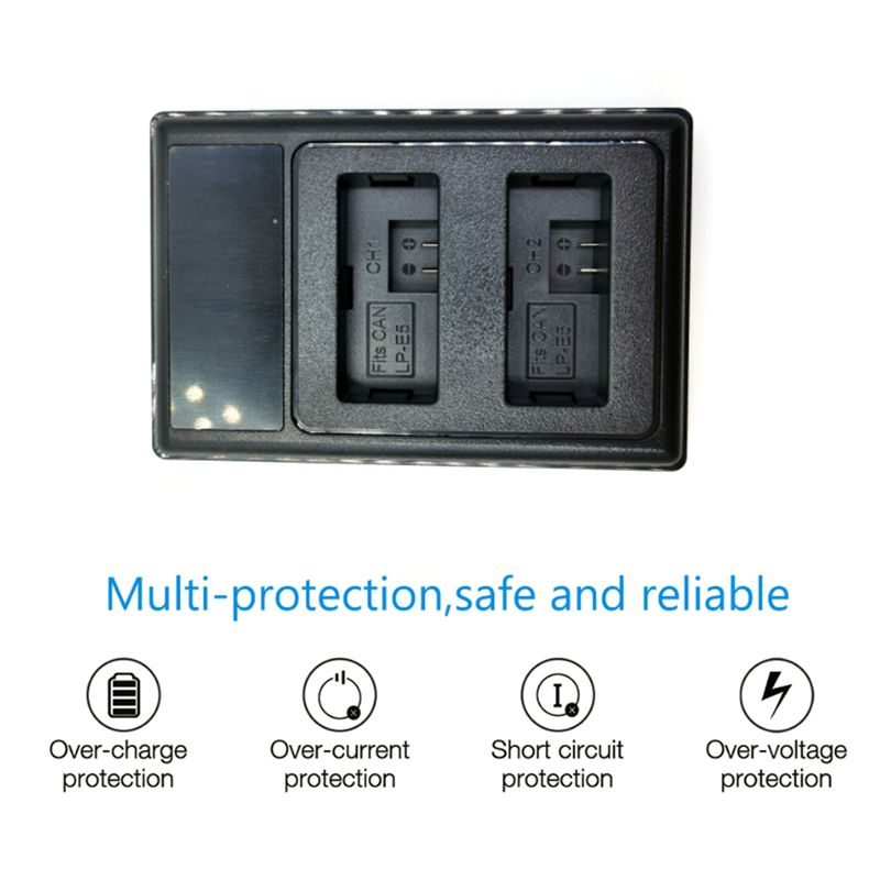 LP-E5 Battery Charger USB Dual Charger for Canon EOS T1I XS XSi EOS 450D 500D 1000D Digital Camera Replacement Charger