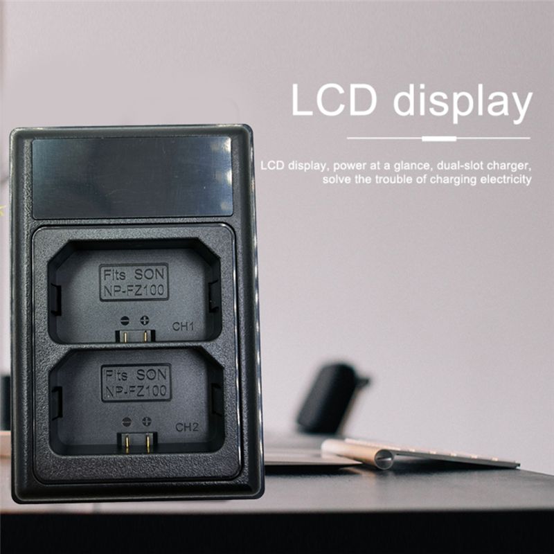NP-FZ100 USB LCD Dual Battery Charger for Sony Camera A7III