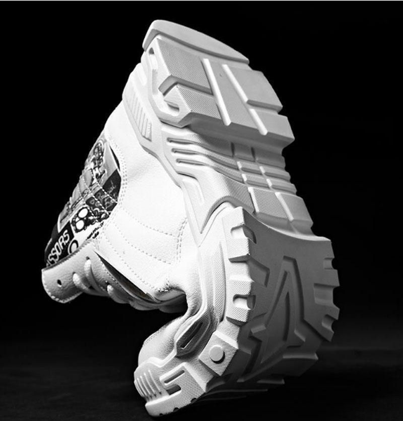 Men's High Top Sports Running Shoes Fashion Youth Casual Shoes - White Black