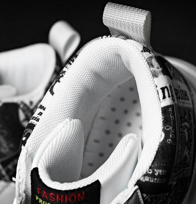 Men's High Top Sports Running Shoes Fashion Youth Casual Shoes - White Black