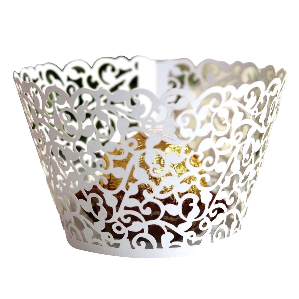 50Pcs Cupcake Saucer Solid Color Cupcake Wrappers White