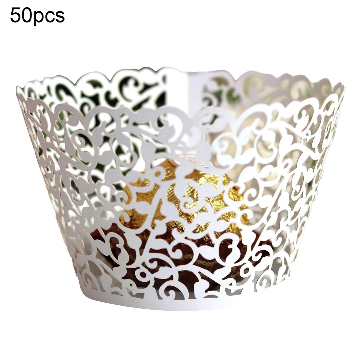 50Pcs Cupcake Saucer Solid Color Cupcake Wrappers White