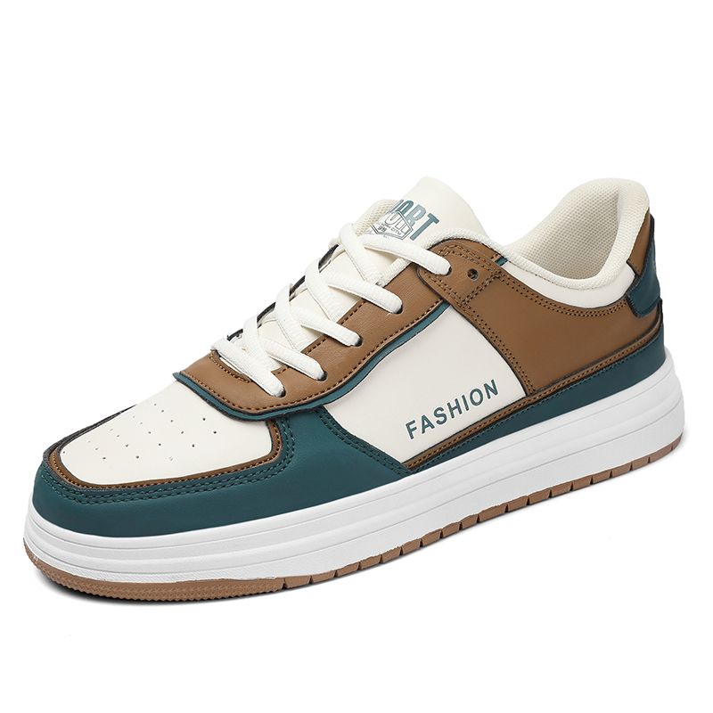 EU 36-47 Men's Leather Casual Sneakers Student Casual Shoes Skateboard Shoes Couple Shoes Women Trendy Vulcanized Shoes White Green