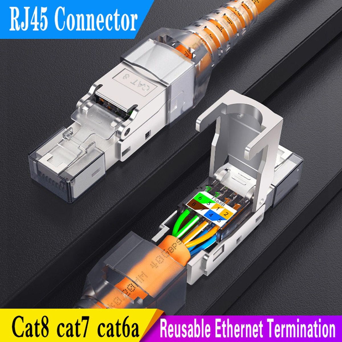 1 Set Network Plug Tool Cat 6A78 Gigabit Metal Module Network Crystal Connector A