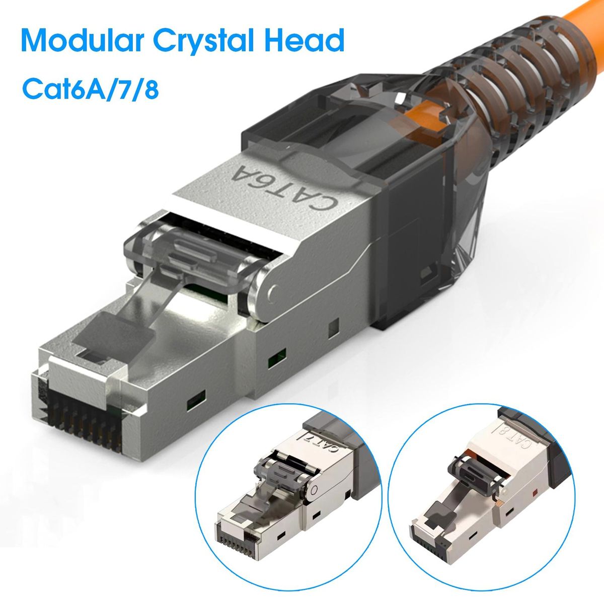 1 Set Network Plug Tool Cat 6A78 Gigabit Metal Module Network Crystal Connector A