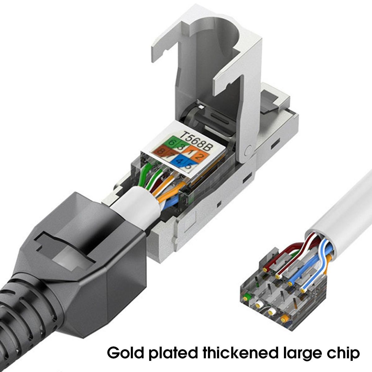 1 Set Network Plug Tool Cat 6A78 Gigabit Metal Module Network Crystal Connector A