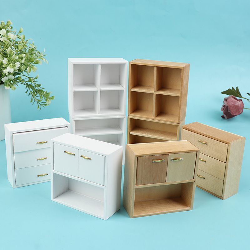 Furniture Cabinet Shelf Miniature Wooden 1:12 Dollhouse