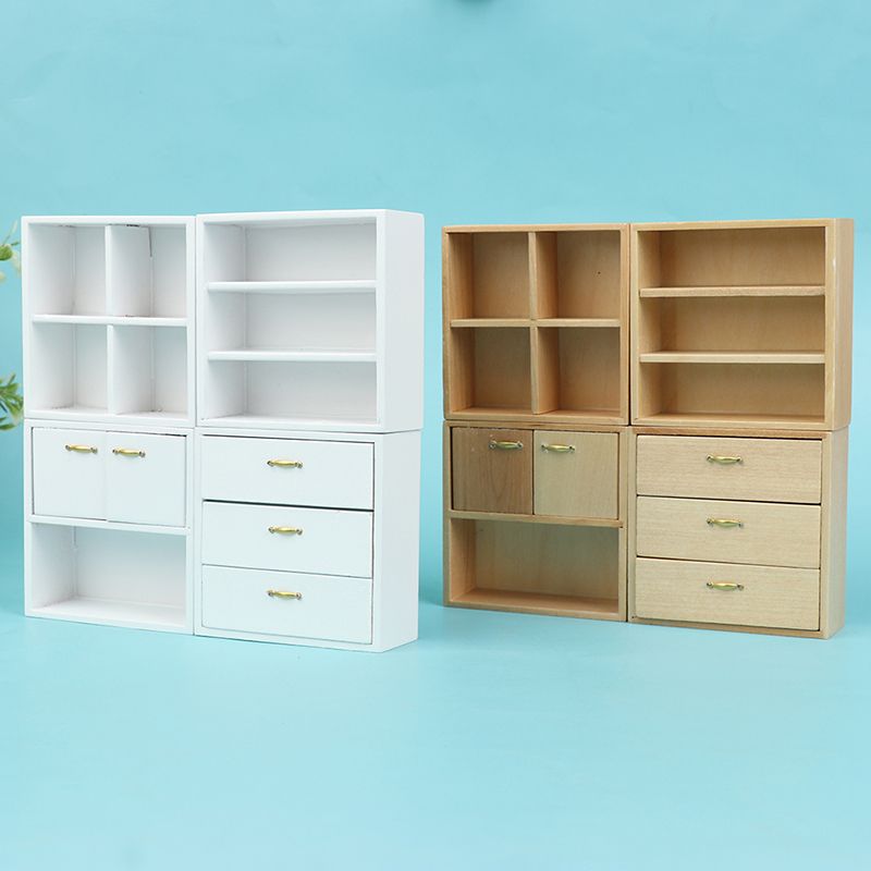 Furniture Cabinet Shelf Miniature Wooden 1:12 Dollhouse