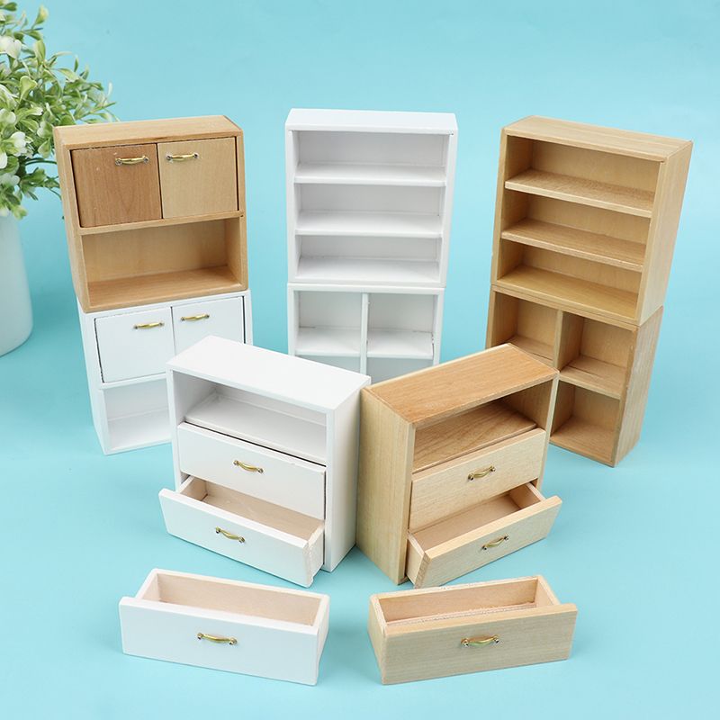Furniture Cabinet Shelf Miniature Wooden 1:12 Dollhouse
