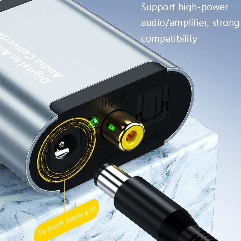Digital To Analog Audio Converter With Fiber Optic+USB Cable