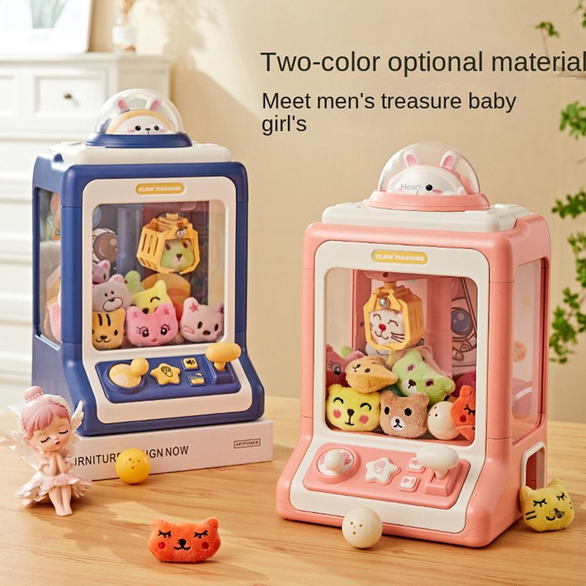 Cartoon Automatic Doll Machine Mini Electric Play Claw Game