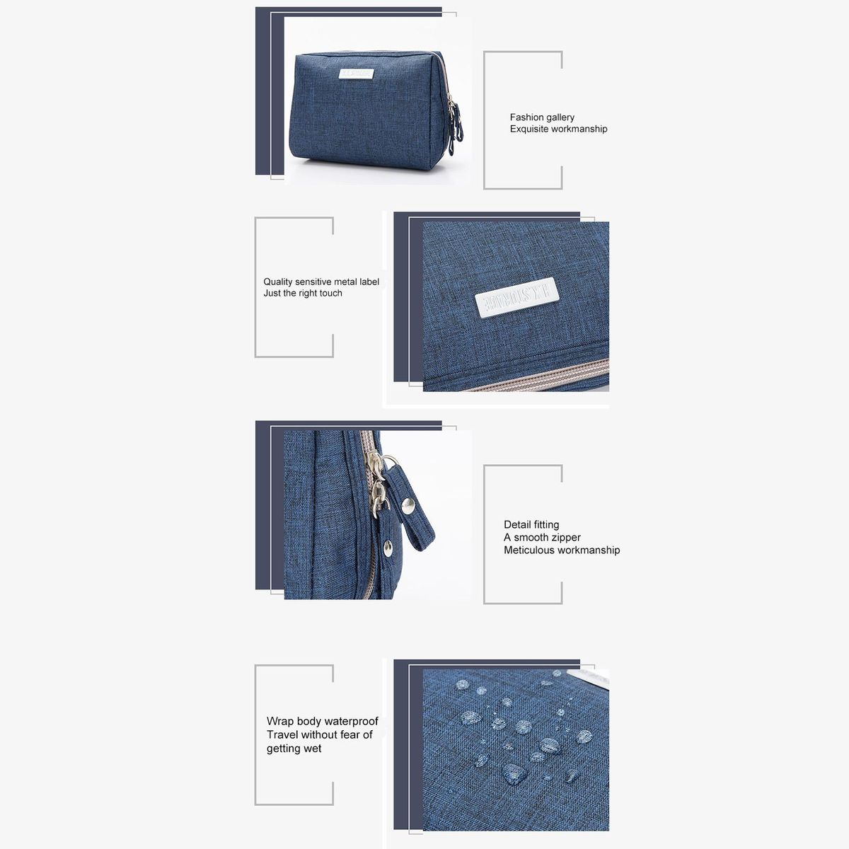 Cosmetic Bag Facial Skincare Body Care Toiletry Bag Navy Blue