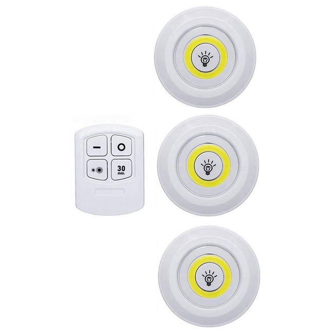 3 5 10 Pieces 3W Under Cabinet Light LED Wireless Bedroom Lights Remote Control Dimmable Wardrobe Night Lamp For Closet Kitchen--1 Controller 3 Lamp