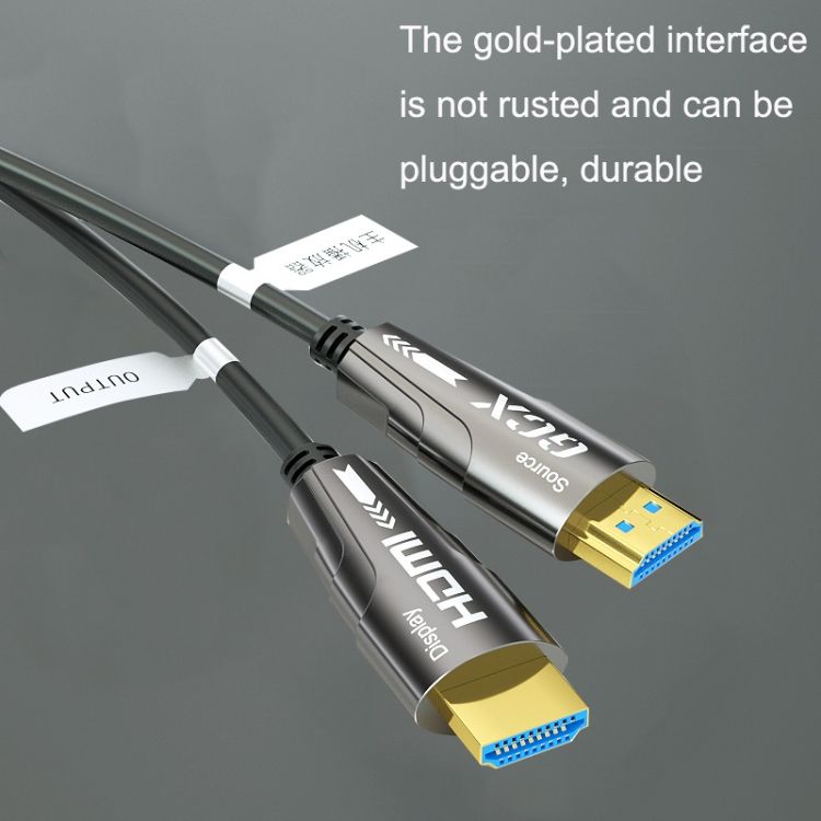 HDMI 2.0 To HDMI 4K Optical Cable, Cable Length: 20m 20m(Grey)