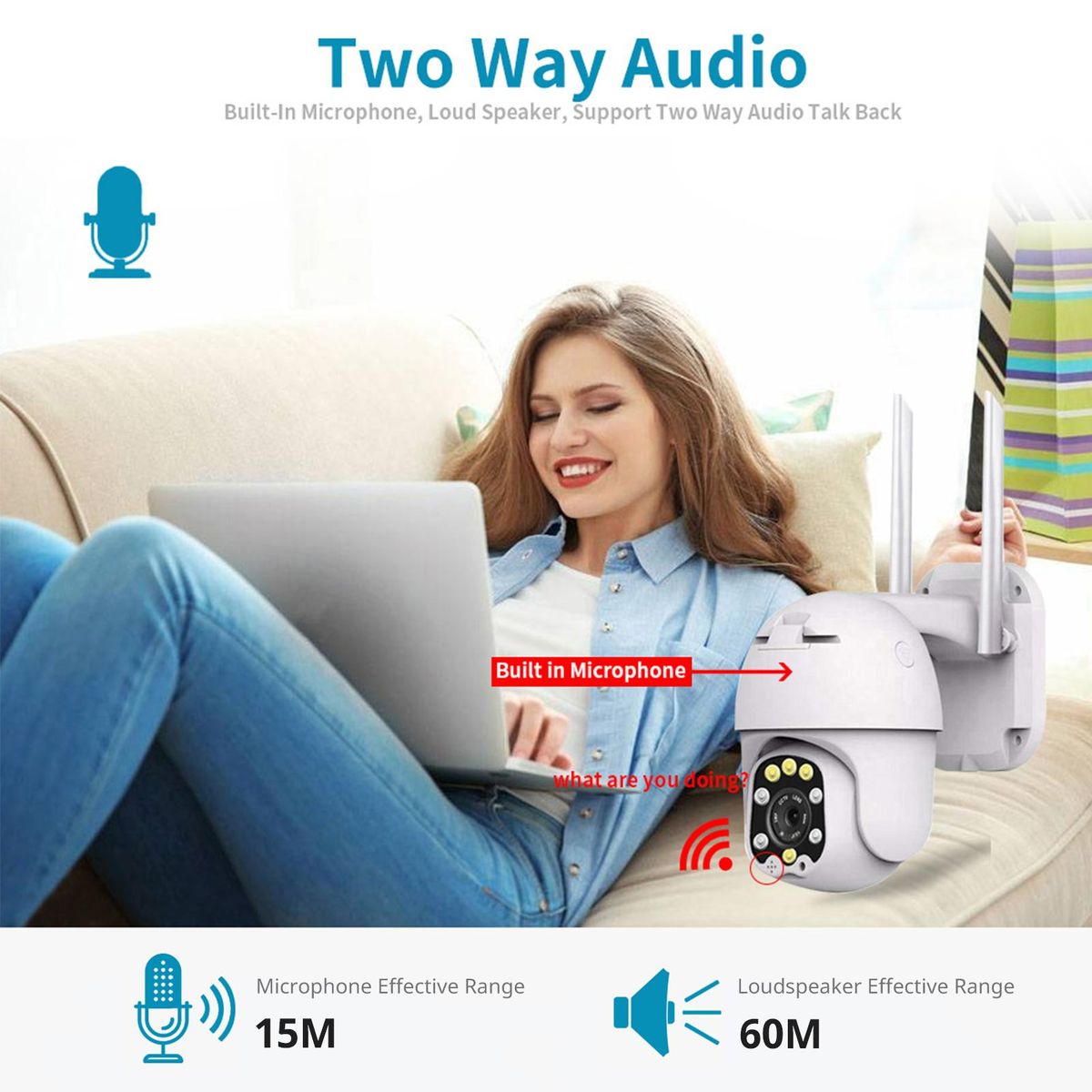 5MP PTZ IP Camera Outdoor Waterproof Wireless WiFi Security Camera Mini PTZ WiFi Camera with Night Vision, Two-Way Audio, Sound/Motion Detection, Auto Tracking, IP66 Waterproof