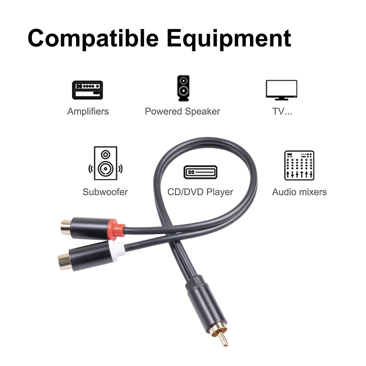 RCA Male To Dual RCA Female Audio Adapter Cable