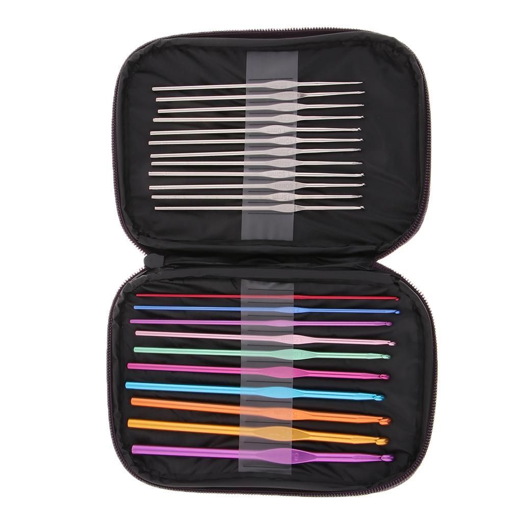 22 Piece Crochet Hook Set Handle With Soft Handles Knitting Needles
