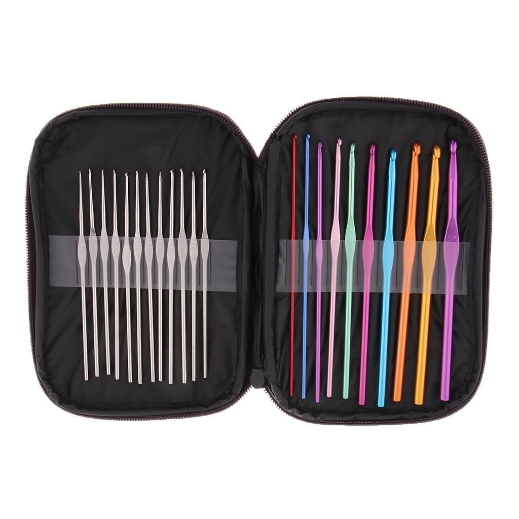 22 Piece Crochet Hook Set Handle With Soft Handles Knitting Needles