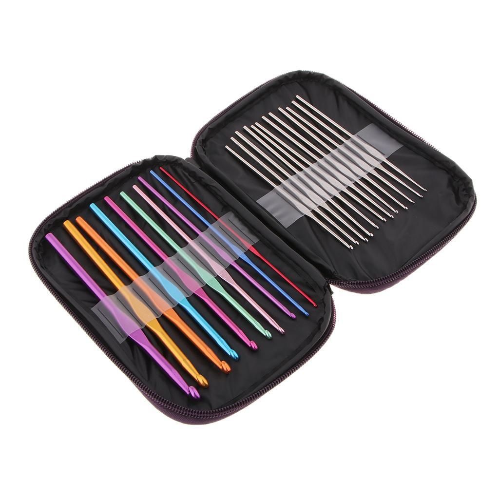 22 Piece Crochet Hook Set Handle With Soft Handles Knitting Needles