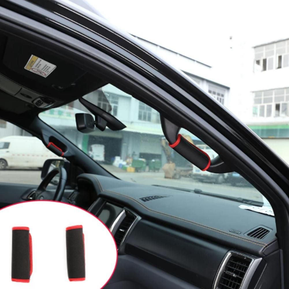 2PCS for Ford Ranger 2015-2021 Car Cloth Roof A-Pillar Handle Protection Cover Soft Pull Gloves Interior Accessories