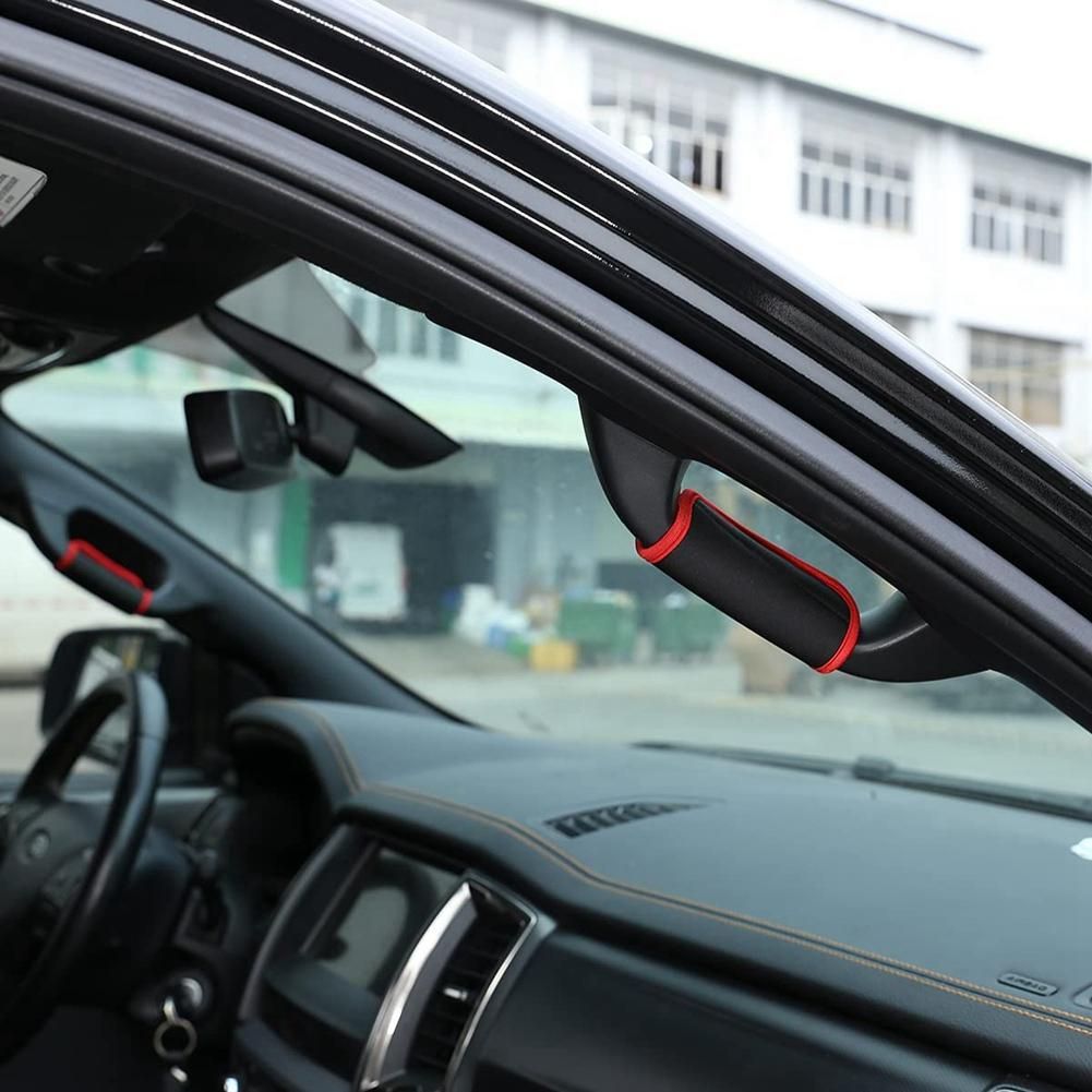 2PCS for Ford Ranger 2015-2021 Car Cloth Roof A-Pillar Handle Protection Cover Soft Pull Gloves Interior Accessories