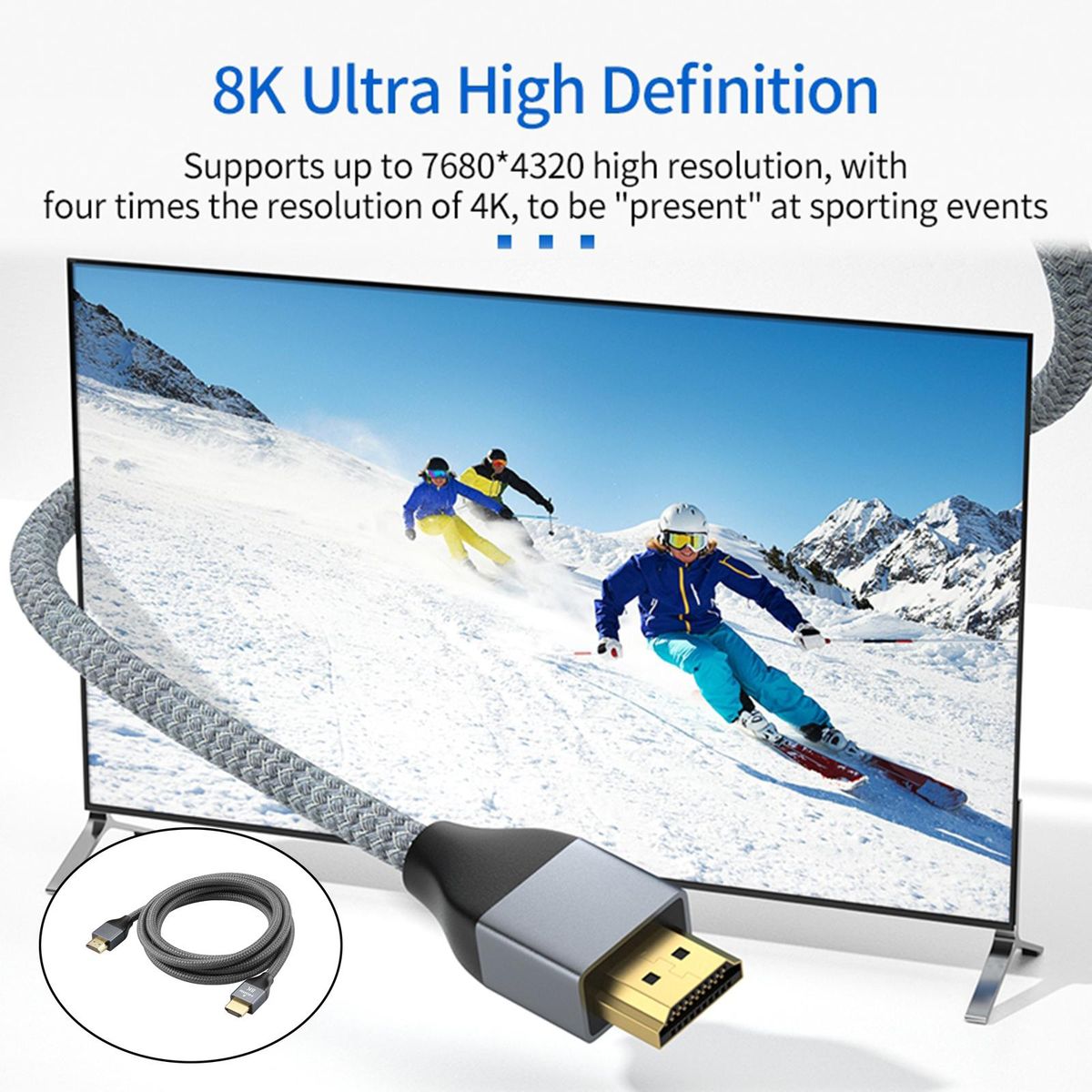 HDMI 2.1 Cable 8K 60Hz 4K 120Hz High Speed Video Cord