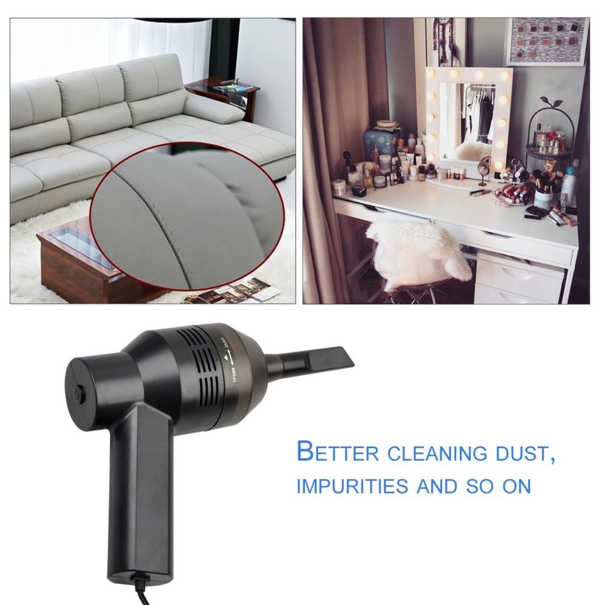 OR Portable USB Vacuum Cleaner Camera Dust Blower For Pet Laptop Keyboard-black
