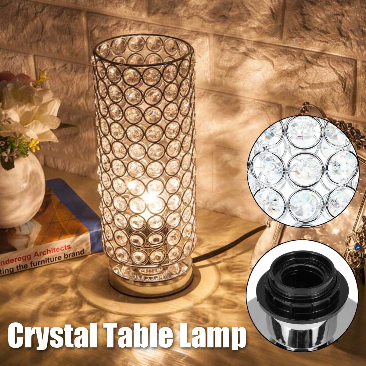 E27/E26 Design Table Lamp Crystal Glass Dimmer Lounge Bedside Table Light Home E26-US PLUG