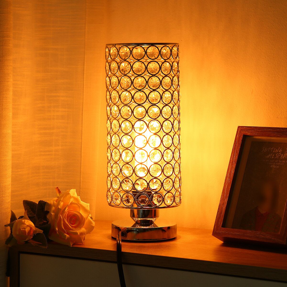 E27/E26 Design Table Lamp Crystal Glass Dimmer Lounge Bedside Table Light Home E26-US PLUG