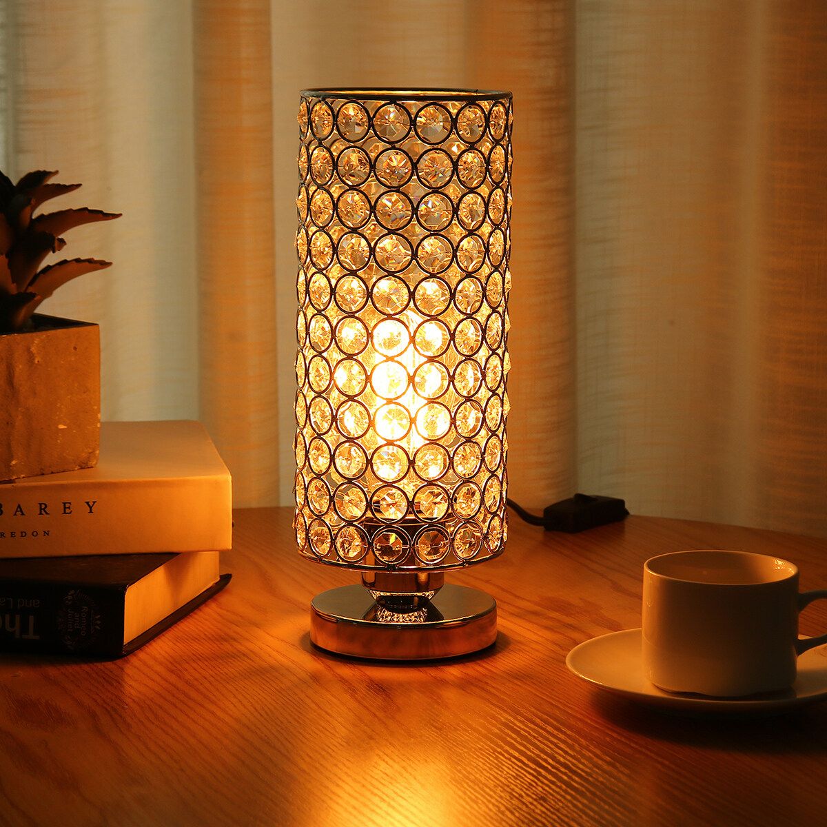 E27/E26 Design Table Lamp Crystal Glass Dimmer Lounge Bedside Table Light Home E26-US PLUG