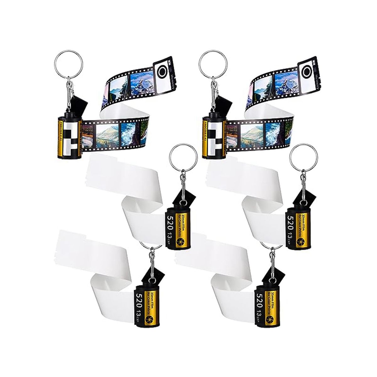 6Pcs Sublimation Camera Film Roll Keychain with Photo Album Picture Custom Keychain Women Memory Birthday Scroll Gift