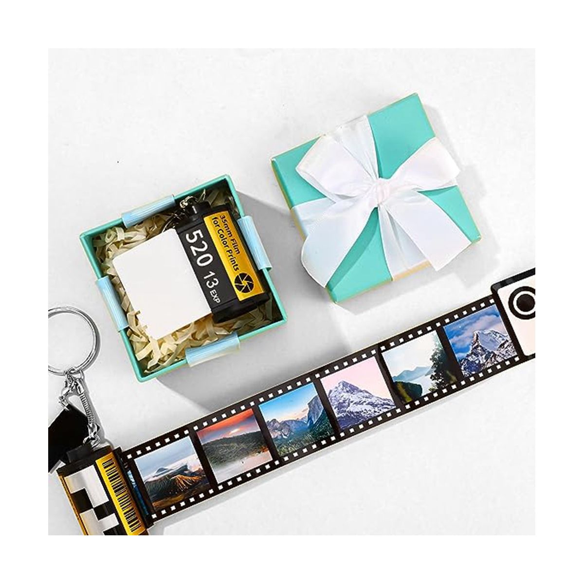 6Pcs Sublimation Camera Film Roll Keychain with Photo Album Picture Custom Keychain Women Memory Birthday Scroll Gift