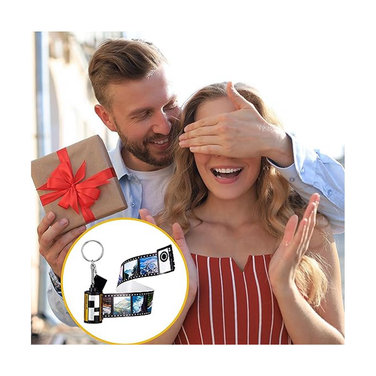 6Pcs Sublimation Camera Film Roll Keychain with Photo Album Picture Custom Keychain Women Memory Birthday Scroll Gift
