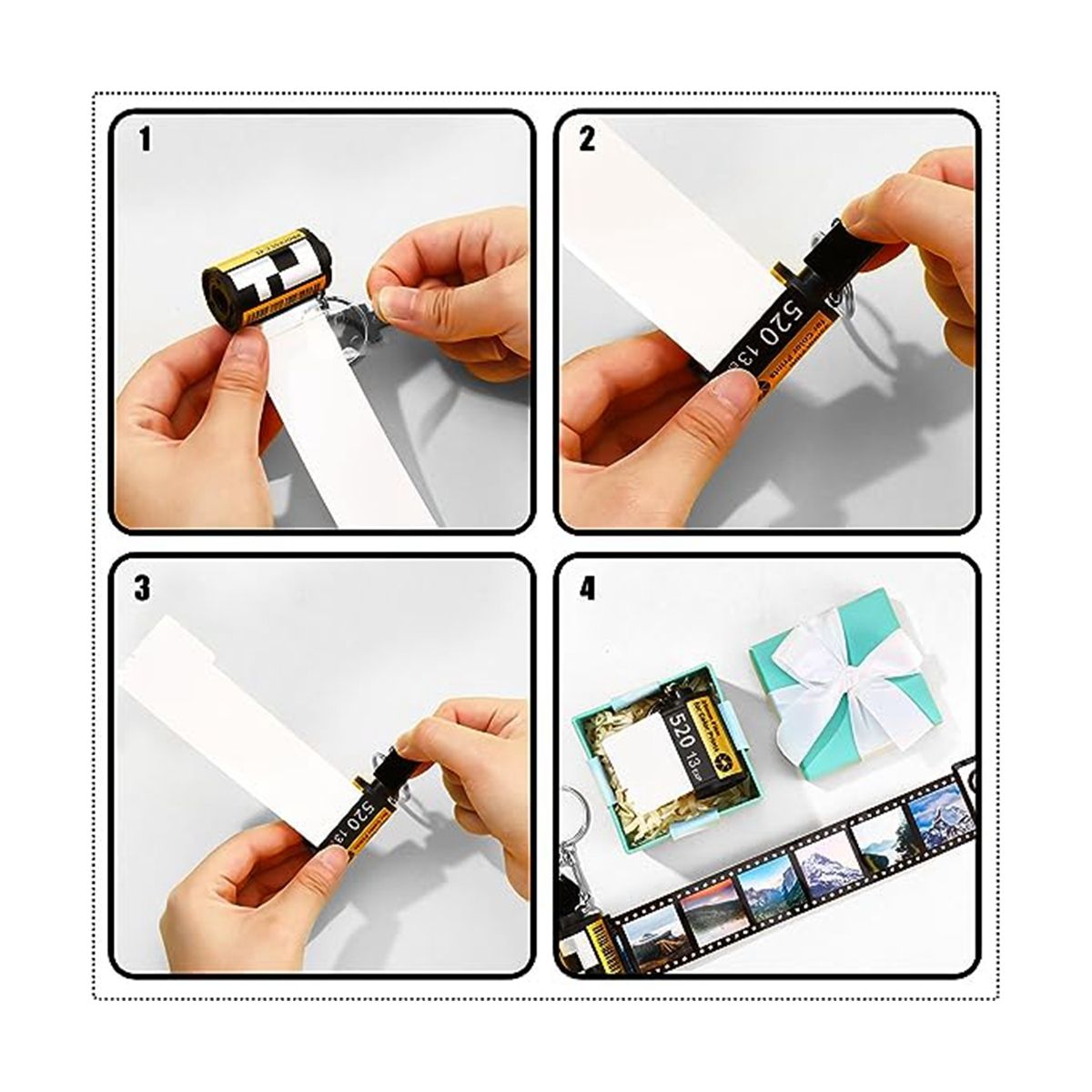 6Pcs Sublimation Camera Film Roll Keychain with Photo Album Picture Custom Keychain Women Memory Birthday Scroll Gift