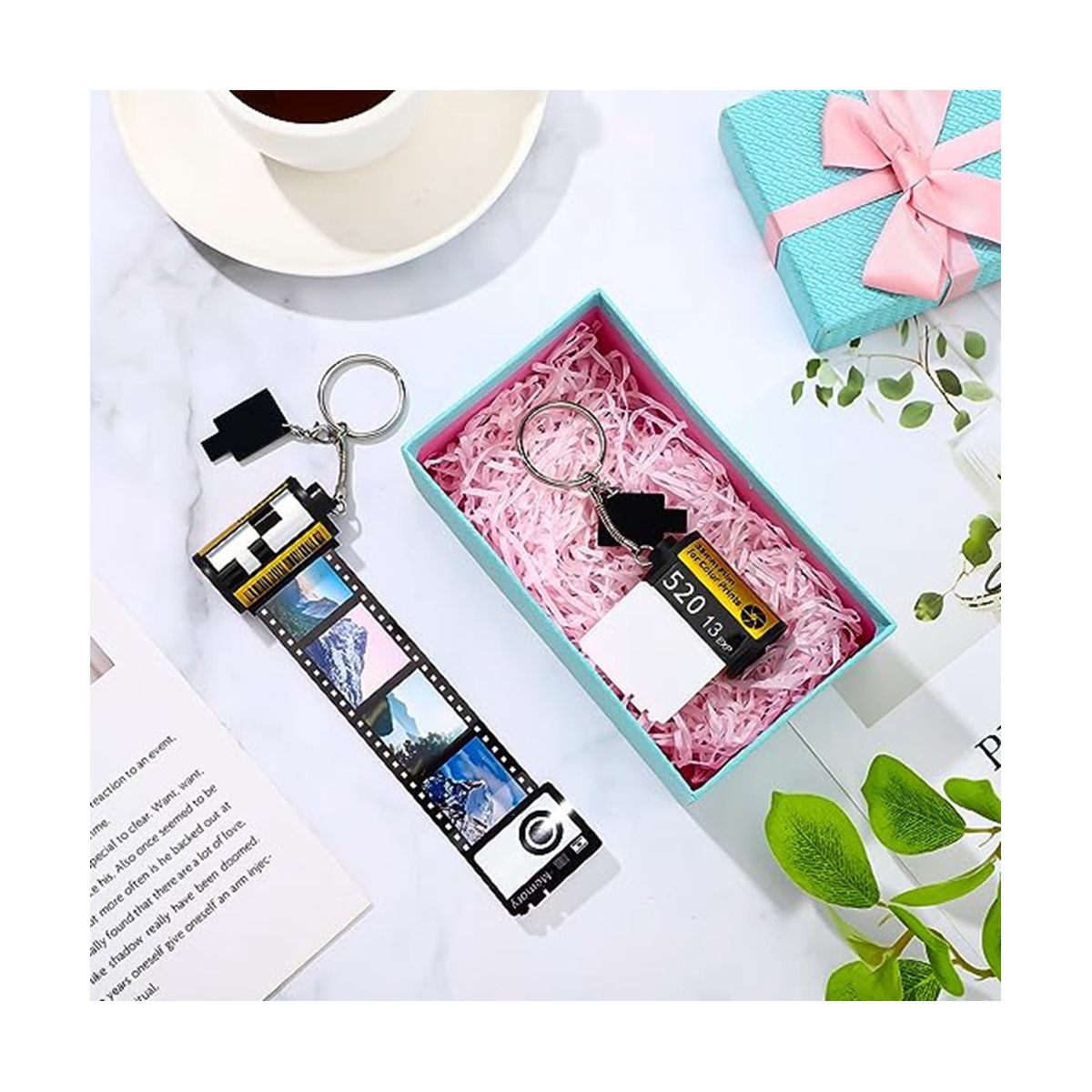6Pcs Sublimation Camera Film Roll Keychain with Photo Album Picture Custom Keychain Women Memory Birthday Scroll Gift