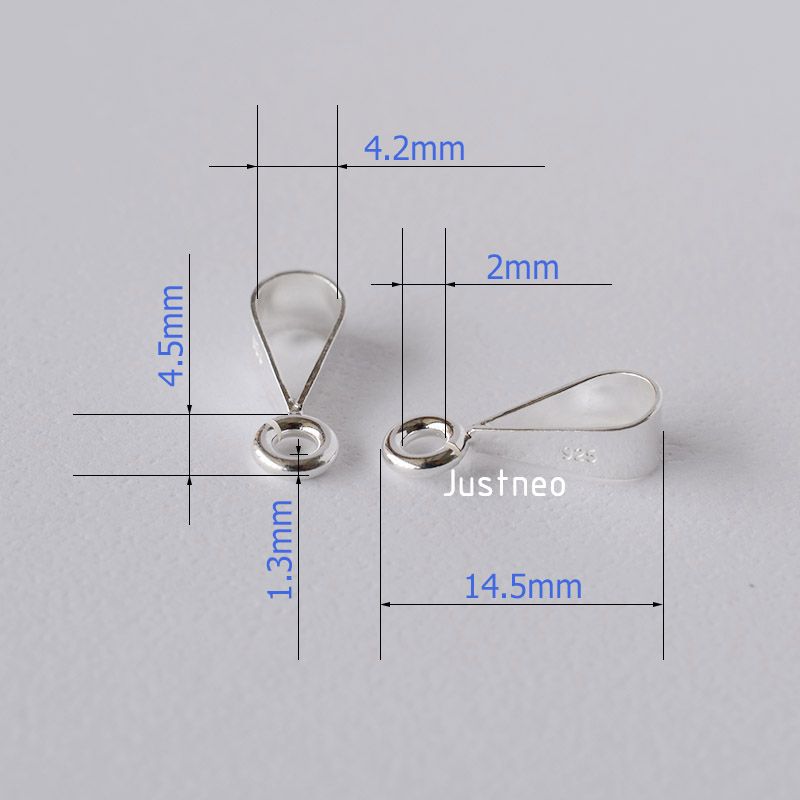 Solid 925 Sterling Silver Slider Pendant Clasp Bail