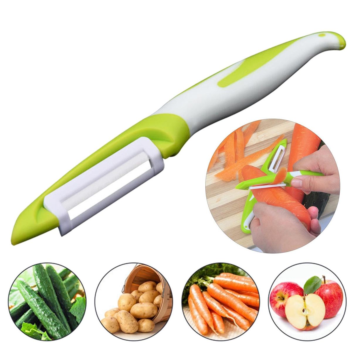 Rust-resistant Vegetable Peeler Premium Ceramic Peeler for Vegetable Green White