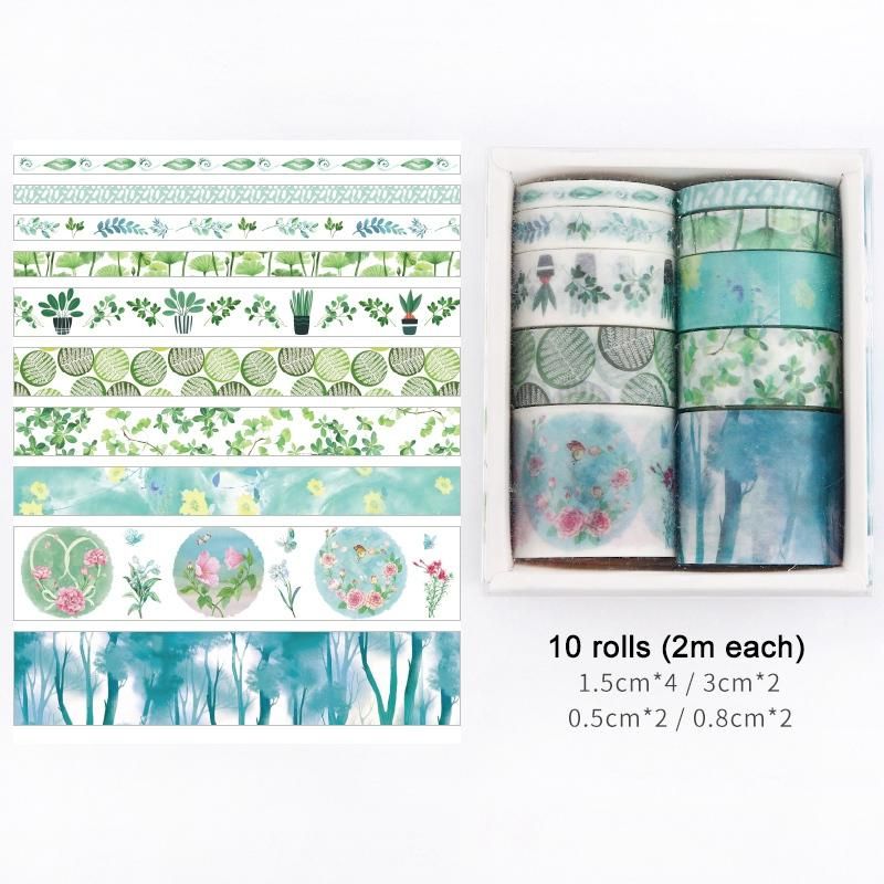 10Pcs/Set Decorative Kawaii Washi Tape Set Japanese Paper Stickers Japanese Stationery Scrapbooking Supply F