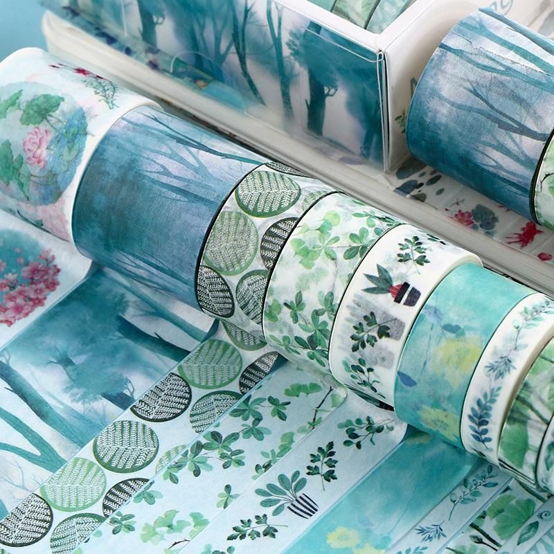 10Pcs/Set Decorative Kawaii Washi Tape Set Japanese Paper Stickers Japanese Stationery Scrapbooking Supply F