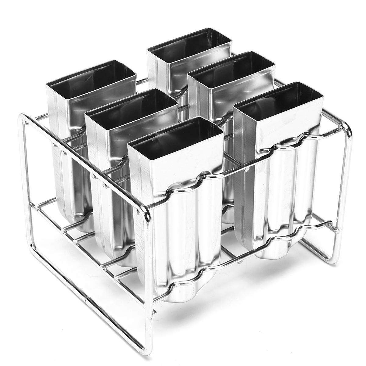 6 Mould Stainless Steel Mold Ice Lolly Popsicle Ice Holder Commercial 6 Round Head Double CaO   Plastic Frame