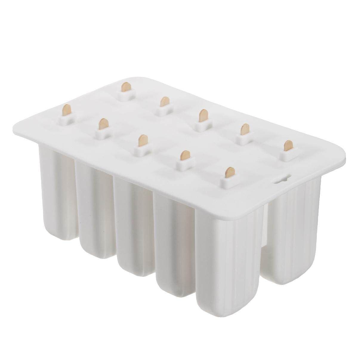 10 Cells Frozen Ice Lolly Juice Maker Mold Mould Popsicle Yogurt Ice Off White
