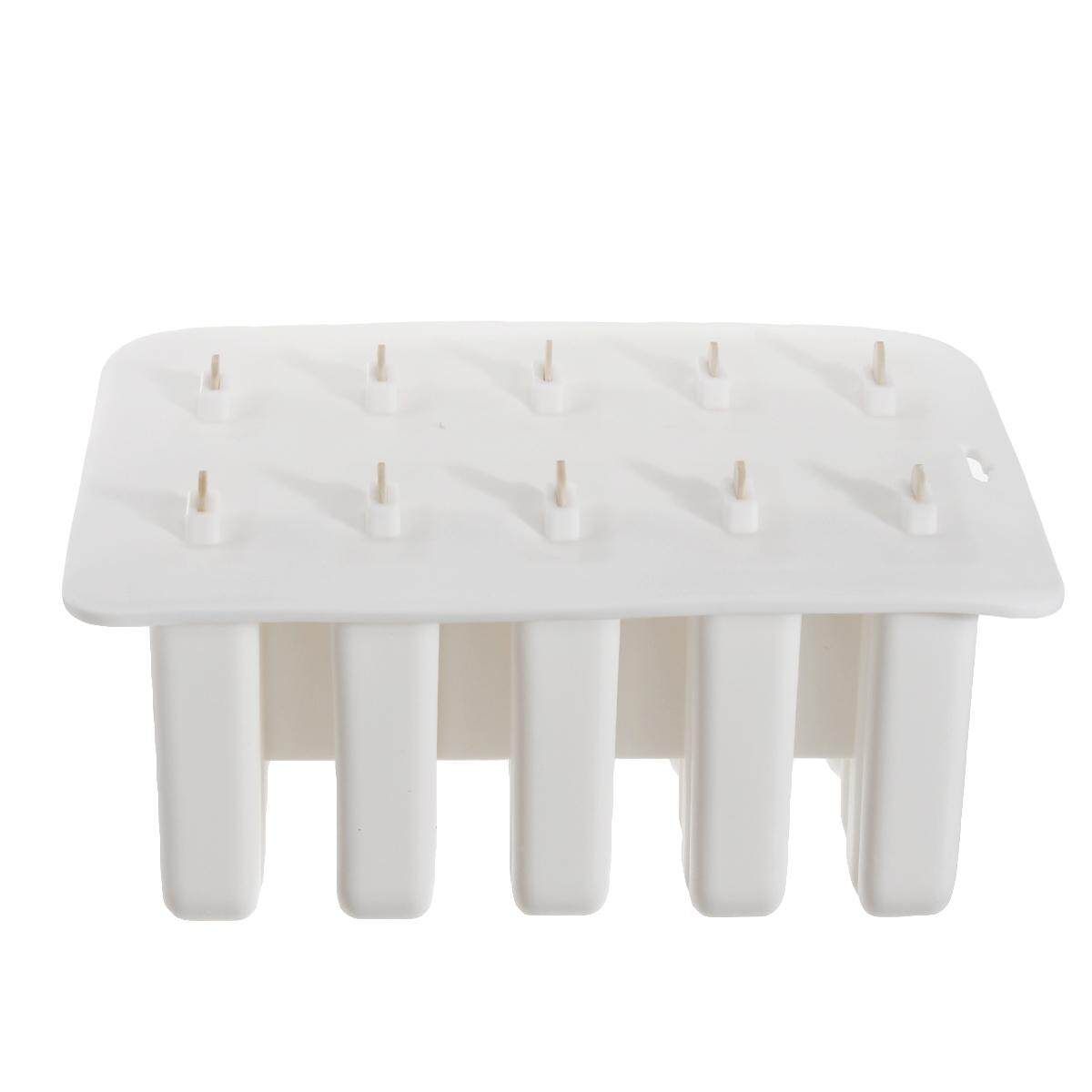 10 Cells Frozen Ice Lolly Juice Maker Mold Mould Popsicle Yogurt Ice Off White