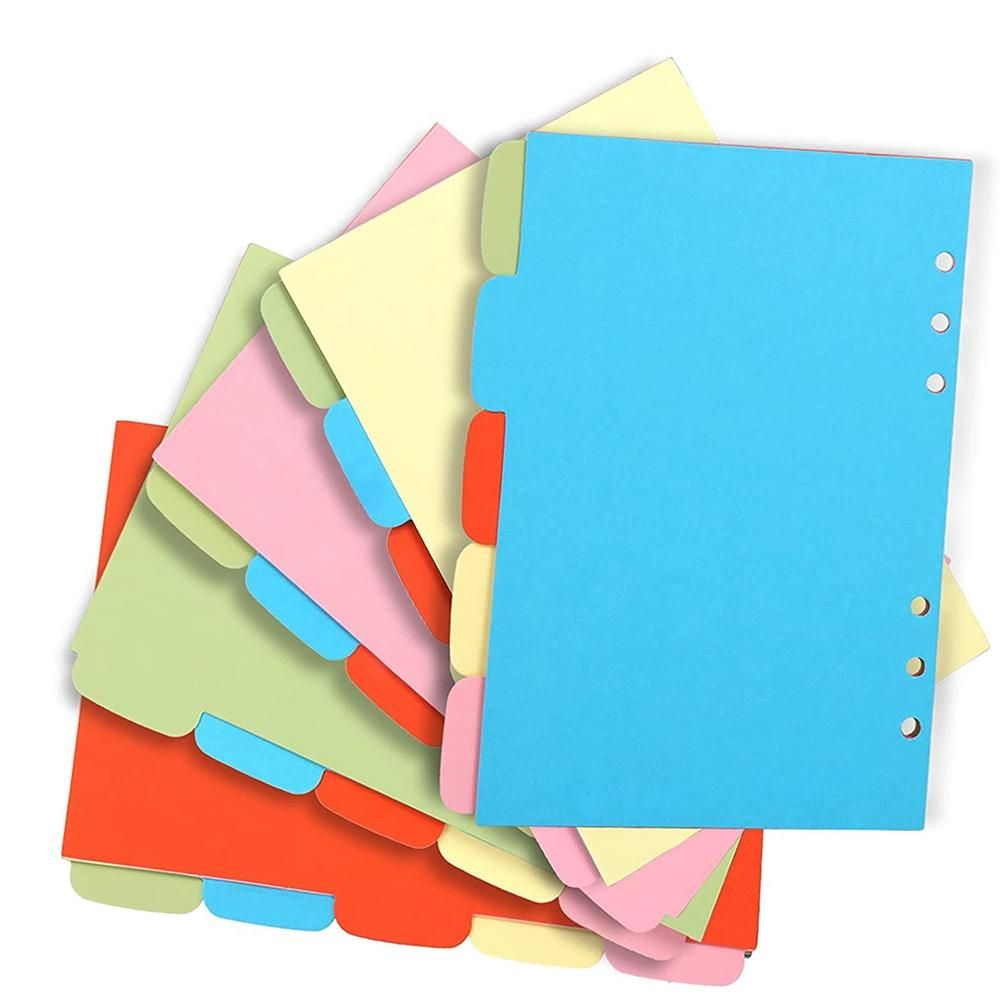10 Sets A6 Subject Dividers Paper Sheet, Punched File Card