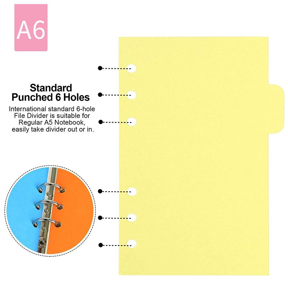 10 Sets A6 Subject Dividers Paper Sheet, Punched File Card