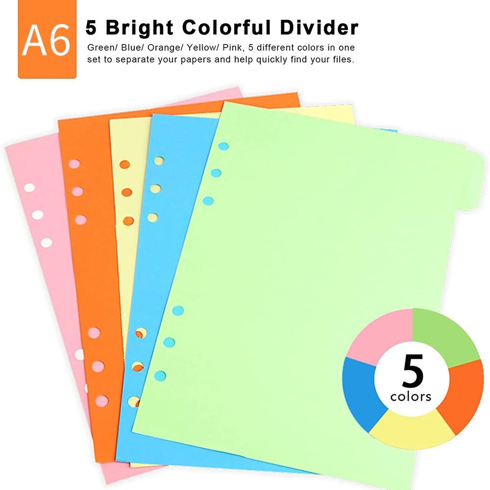 10 Sets A6 Subject Dividers Paper Sheet, Punched File Card