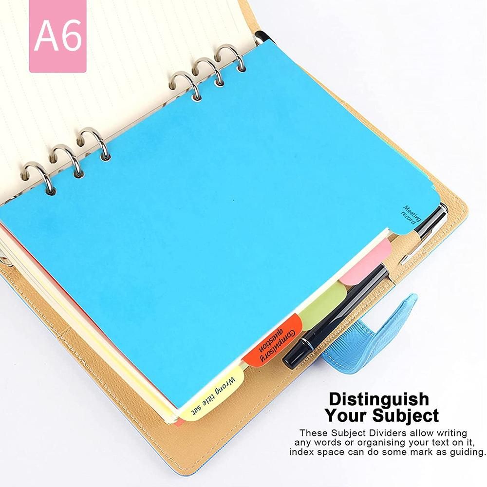 10 Sets A6 Subject Dividers Paper Sheet, Punched File Card
